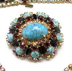 Turquoise Cabochons Spotted Brooch