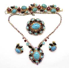Turquoise Cabochons Spotted Earrings Clip