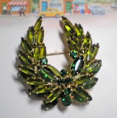 Green Navettes Brooch