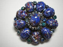 Blue Cabochons Spotted Brooch