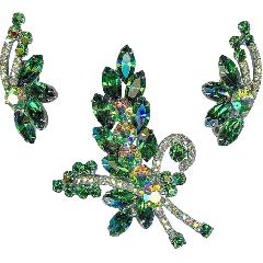 Green Navettes Brooch