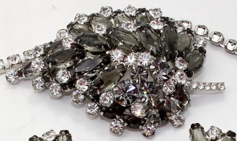 Front view of Gray (black Diamond) Hexagon Brooch