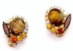 Topaz Oval Striped Earrings Clip