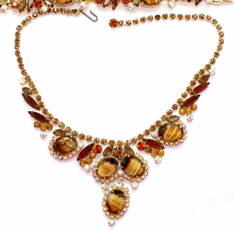 Front view of Topaz Oval Striped Necklace