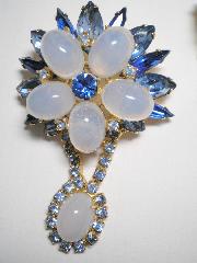 Blue Cabochons Plastic Brooch