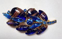 Blue Cabochons Striped Brooch