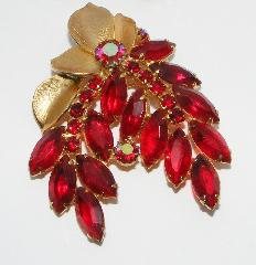 Red Navettes Brooch