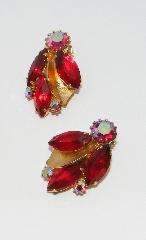 Red Navettes Earrings Clip