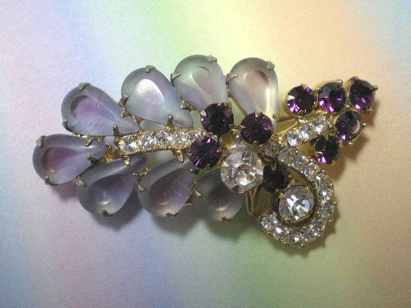 Front view of Purple (cardinal) Pear Frosted Brooch