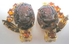 Topaz Cabochons Earrings Clip