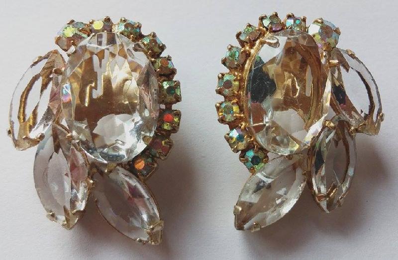 Front view of Clear Oval Earrings Clip