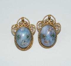 Purple (cardinal) Cabochons Painted (hand/Transfer) Earrings Clip