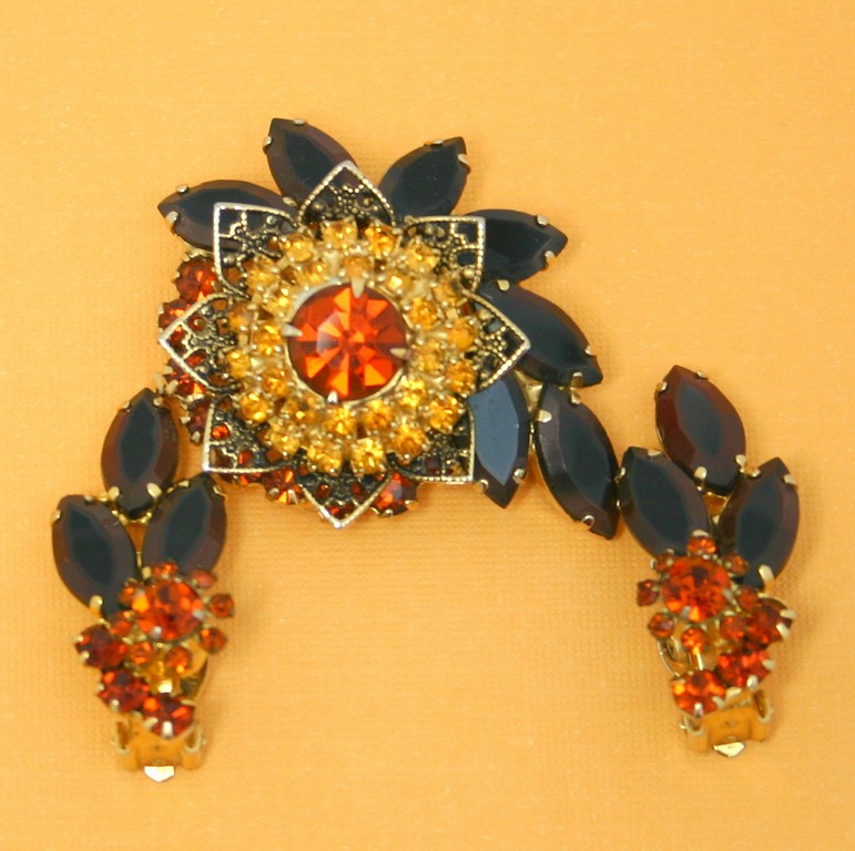 Front view of Topaz Navettes Multi-Color/Shaded Earrings Clip
