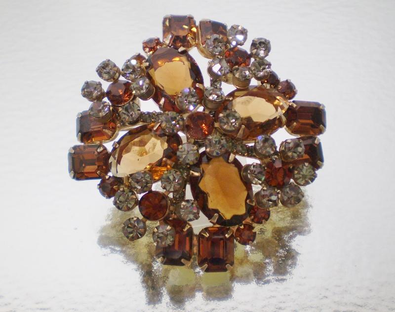 Front view of Topaz Emerald Cut Brooch