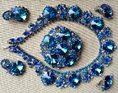 Blue Navettes Rivoli/Margarita Necklace