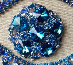 Blue Navettes Rivoli/Margarita Earrings Clip