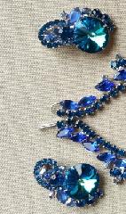 Blue Navettes Rivoli/Margarita Earrings Clip