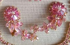 Pink Navettes Rivoli/Margarita Earrings Clip