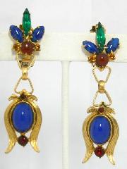 Blue Cabochons Earrings Clip