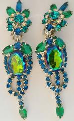Green Oval Multi-Color/Shaded Earrings Clip