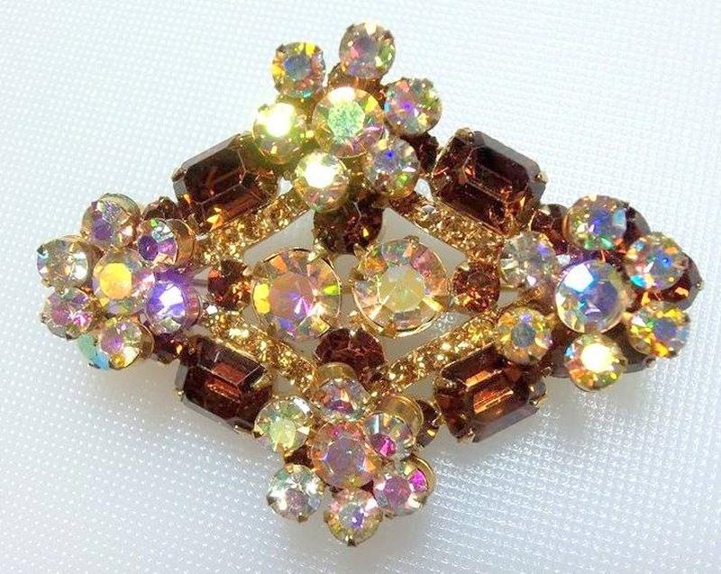Front view of Topaz Emerald Cut Brooch