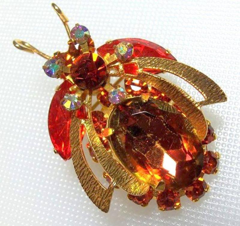 Front view of Topaz Oval Multi-Color/Shaded Brooch
