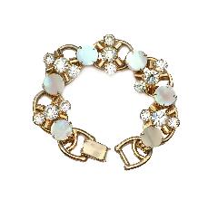 Clear Cabochons Pearl Bracelet 5 Link