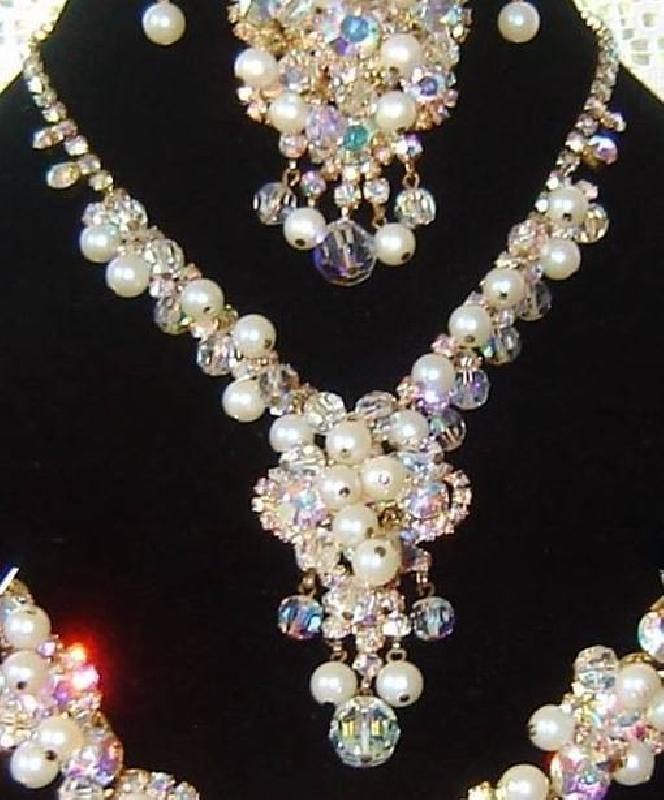 Front view of AB Chatons Only Pearl Necklace