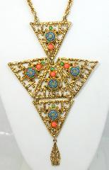 Multiple Colors Cabochons Molded/Cut Necklace