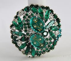 Green Cabochons Molded/Cut Brooch