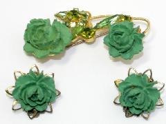 Green Navettes Brooch