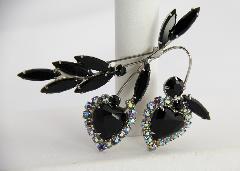 Black (jet) Heart Brooch