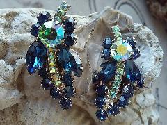 Blue Navettes Earrings Clip