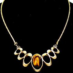 Topaz Cabochons Striped Necklace