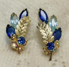 Blue Navettes Earrings Clip