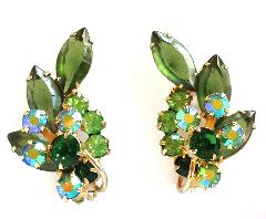 Green Navettes Earrings Clip