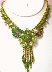 Green Navettes Rivoli/Margarita Necklace