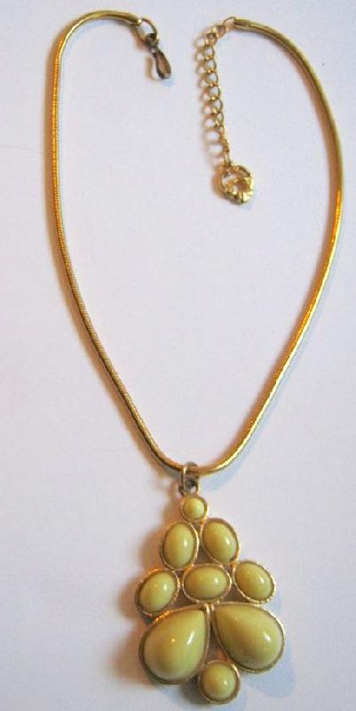 Front view of Yellow Pear Plastic Necklace