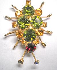 Green Chatons Only Brooch