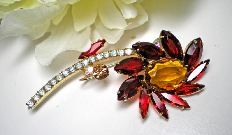 Front view of Red Oval Brooch