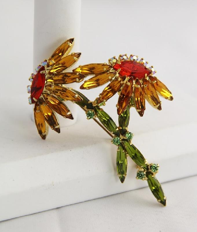 Front view of Fall Navettes Brooch