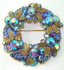 Blue Leaf Molded/Cut Brooch