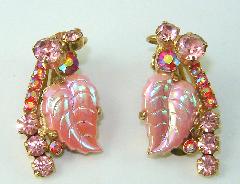 Pink Leaf Molded/Cut Earrings Clip