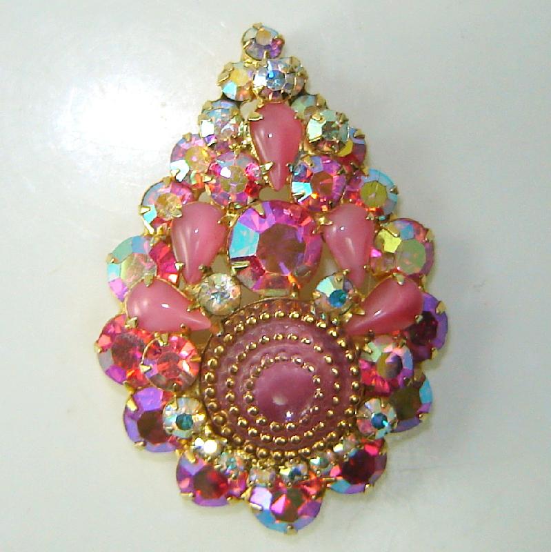 Front view of Pink Birthday Cake Molded/Cut Pin Pendant