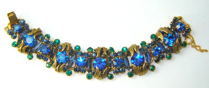 Front view of Blue Navettes Bracelet 5 Link