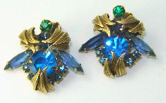 Blue Navettes Earrings Clip