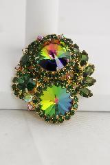 Green Navettes Rivoli/Margarita Brooch