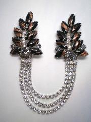Black (jet) Navettes Striped Brooch