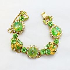 Green Navettes Rivoli/Margarita Bracelet 5 Link