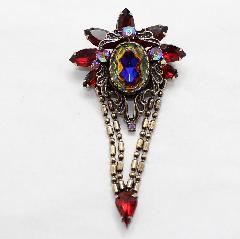 Red Navettes Multi-Color/Shaded Brooch